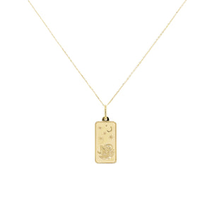 14k Gold Zodiac Dog Tag Necklace