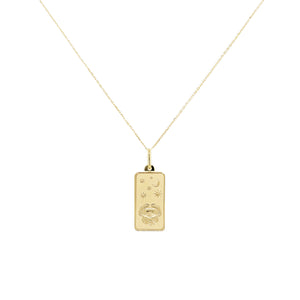 14k Gold Zodiac Dog Tag Necklace