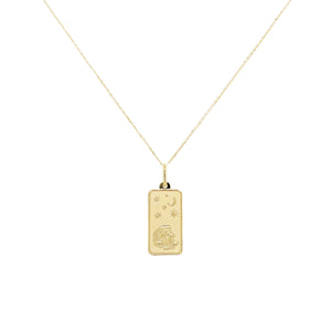 14k Gold Zodiac Dog Tag Necklace
