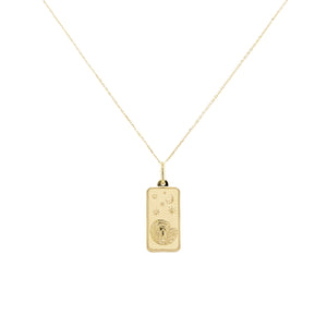 14k Gold Zodiac Dog Tag Necklace