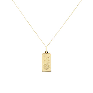 14k Gold Zodiac Dog Tag Necklace