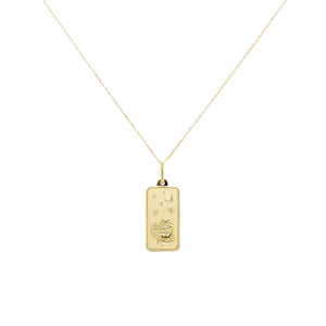 14k Gold Zodiac Dog Tag Necklace