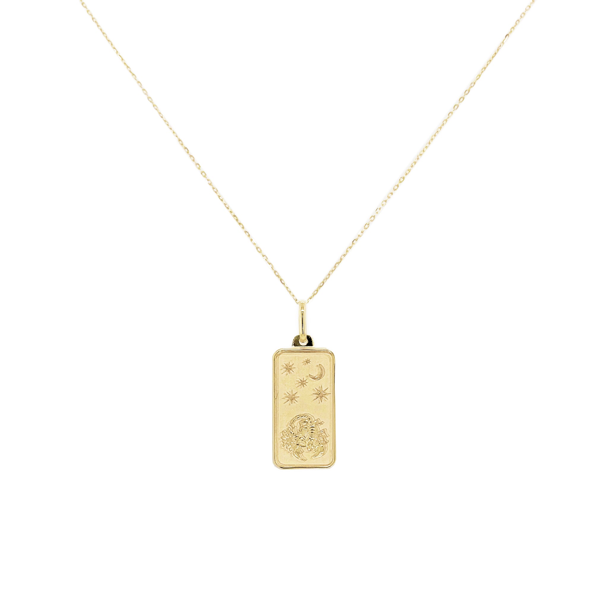 14k Gold Zodiac Dog Tag Necklace – Sabrina Design