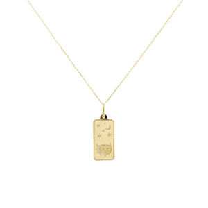 14k Gold Zodiac Dog Tag Necklace
