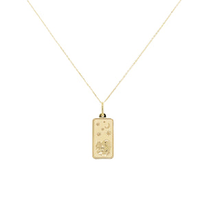 14k Gold Zodiac Dog Tag Necklace