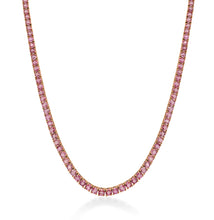 Load image into Gallery viewer, 14k Gold &amp; Pink Sapphire Tennis Necklace