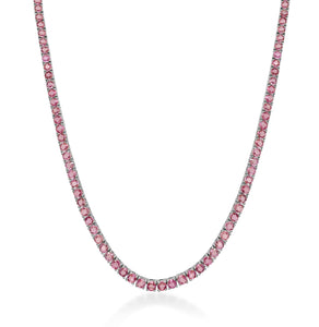 14k Gold & Pink Sapphire Tennis Necklace