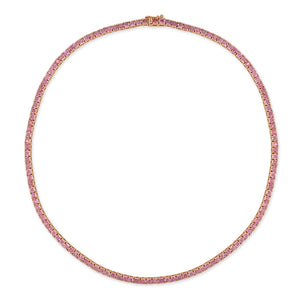14k Gold & Pink Sapphire Tennis Necklace