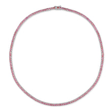 Load image into Gallery viewer, 14k Gold &amp; Pink Sapphire Tennis Necklace