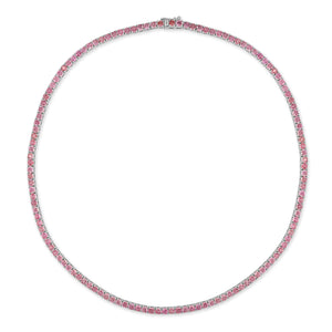 14k Gold & Pink Sapphire Tennis Necklace