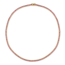 Load image into Gallery viewer, 14k Gold &amp; Pink Sapphire Tennis Necklace