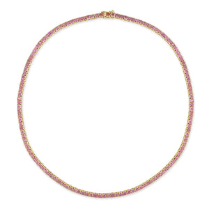 14k Gold & Pink Sapphire Tennis Necklace