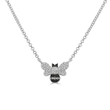 Load image into Gallery viewer, 14K Gold Diamond &amp; Black Diamond Bumble Bee Necklace