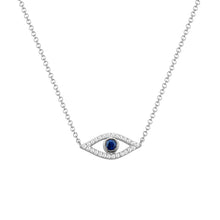 Load image into Gallery viewer, 14k Gold Diamond &amp; Sapphire Evil Eye Necklace