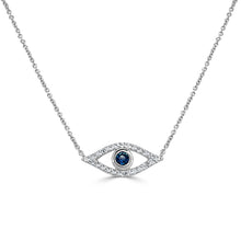 Load image into Gallery viewer, 14k Gold Diamond &amp; Sapphire Evil Eye Necklace