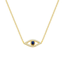 Load image into Gallery viewer, 14k Gold Diamond &amp; Sapphire Evil Eye Necklace