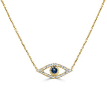 Load image into Gallery viewer, 14k Gold Diamond &amp; Sapphire Evil Eye Necklace