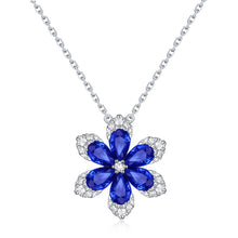 Load image into Gallery viewer, 14k Gold Diamond &amp; Sapphire Flower Necklace