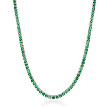 Load image into Gallery viewer, 14k Gold &amp; Green Emerald Tennis Necklace