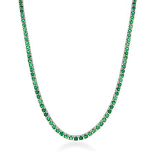 Load image into Gallery viewer, 14k Gold &amp; Green Emerald Tennis Necklace