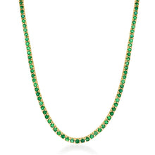 Load image into Gallery viewer, 14k Gold &amp; Green Emerald Tennis Necklace