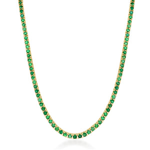 14k Gold & Green Emerald Tennis Necklace