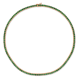 14k Gold & Green Emerald Tennis Necklace