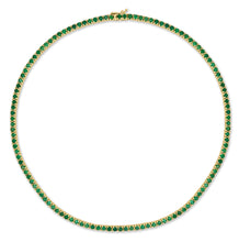 Load image into Gallery viewer, 14k Gold &amp; Green Emerald Tennis Necklace