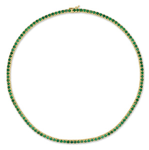 14k Gold & Green Emerald Tennis Necklace