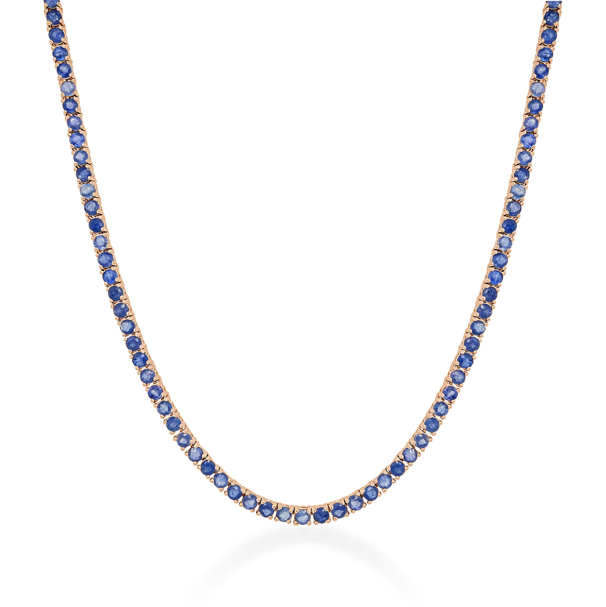 14k Gold Blue Sapphire Tennis Necklace Sabrina Design