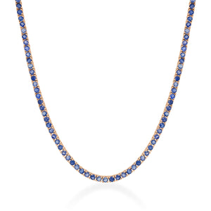 14k Gold & Blue Sapphire Tennis Necklace