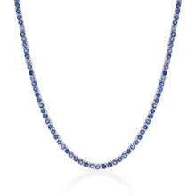 Load image into Gallery viewer, 14k Gold &amp; Blue Sapphire Tennis Necklace