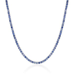 14k Gold & Blue Sapphire Tennis Necklace