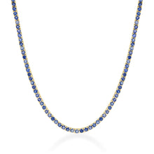 Load image into Gallery viewer, 14k Gold &amp; Blue Sapphire Tennis Necklace