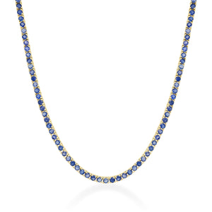 14k Gold & Blue Sapphire Tennis Necklace
