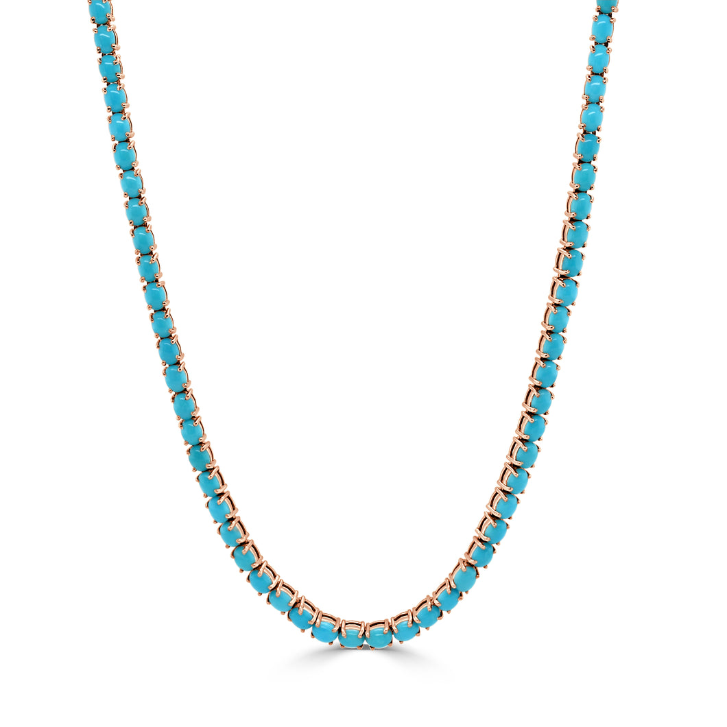 14K Gold & Turqouise Tennis Necklace