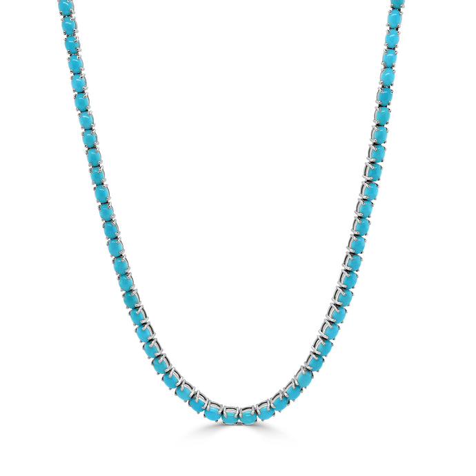 14K Gold & Turqouise Tennis Necklace