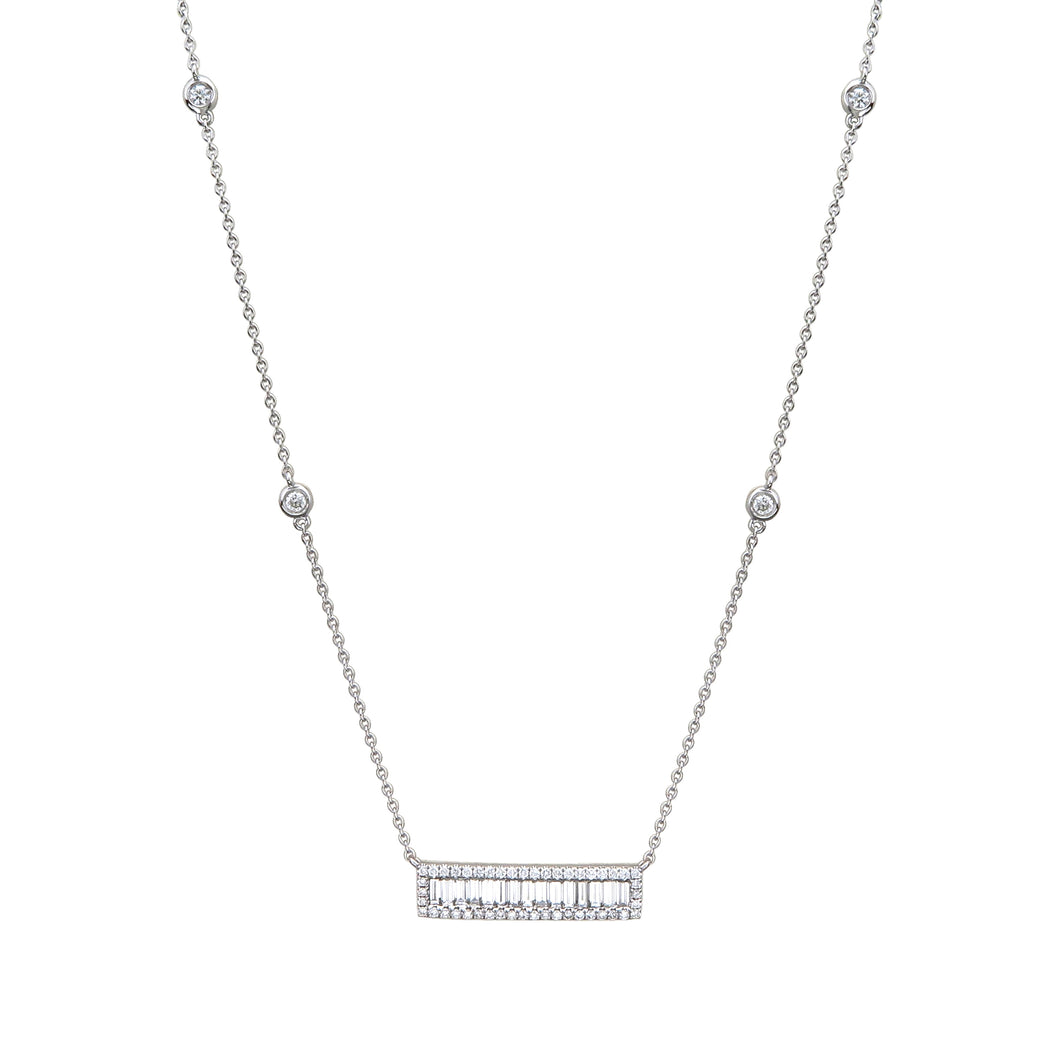 14K Gold Diamond & Baguette Necklace