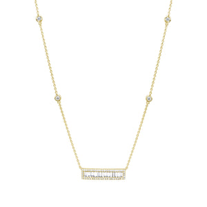 14K Gold Diamond & Baguette Necklace