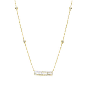 14K Gold Diamond & Baguette Necklace