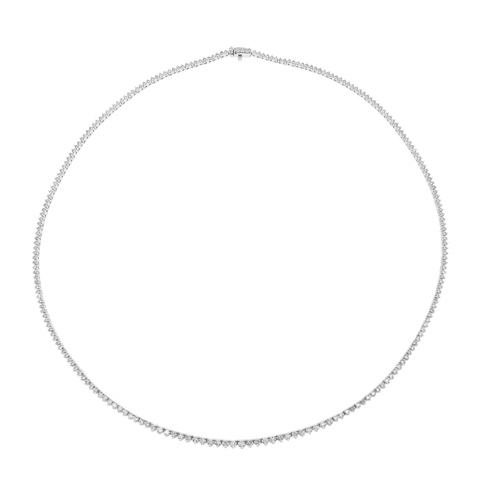 18k Gold & Diamond 3-Prong Tennis Necklace
