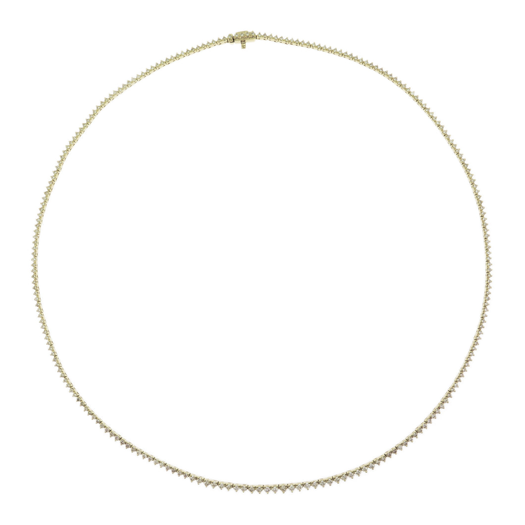 18k Gold & Diamond 3-Prong Tennis Necklace