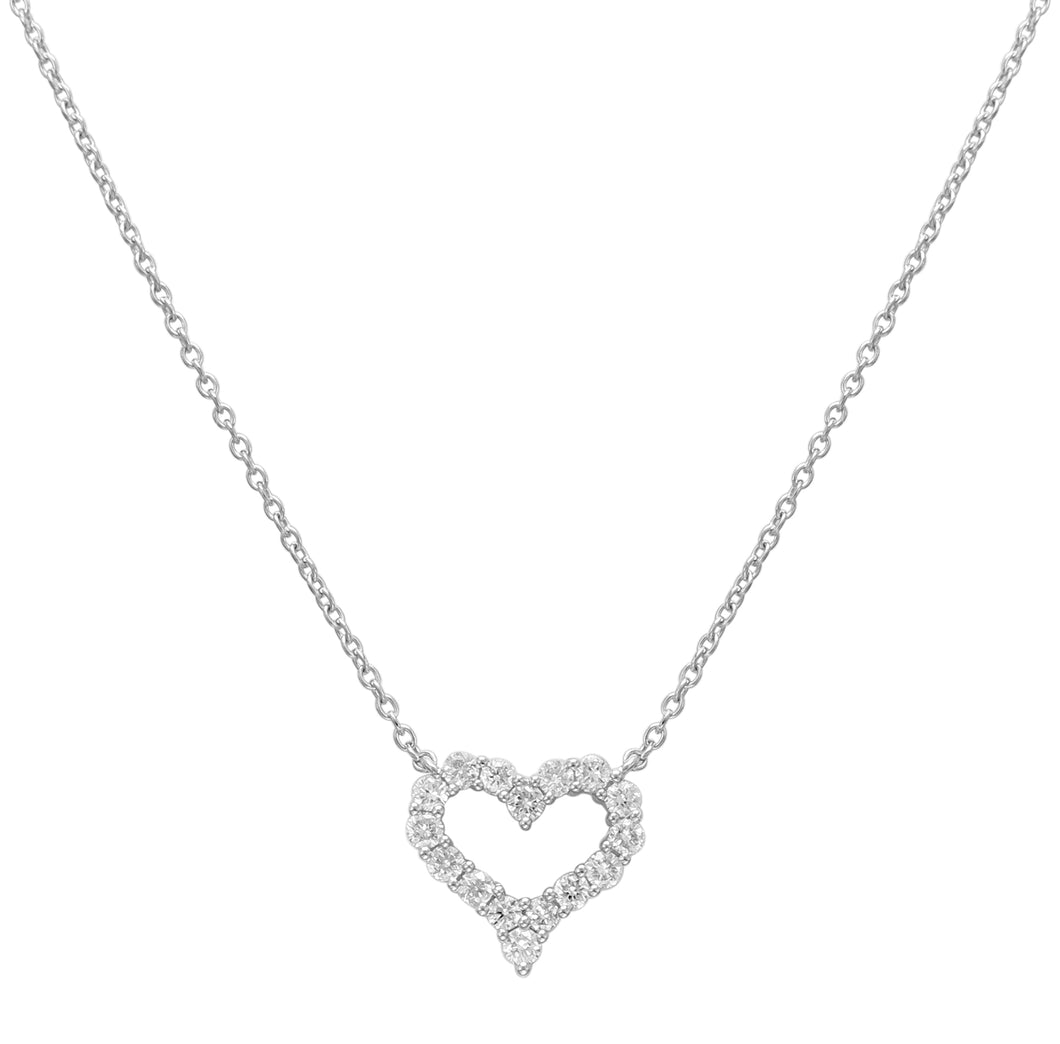 18k Gold & Diamond Open Heart Necklace