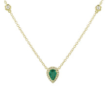 Load image into Gallery viewer, 18k Gold Pear-Shaped Emerald &amp; Diamond Necklace