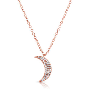 14k Gold & Diamond Moon Necklace