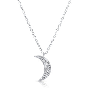 14k Gold & Diamond Moon Necklace