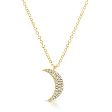 Load image into Gallery viewer, 14k Gold &amp; Diamond Moon Necklace