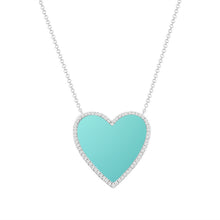 Load image into Gallery viewer, 14k Gold Diamond &amp; Turquoise Heart Necklace