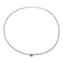 Load image into Gallery viewer, 14k Gold Green Emerald &amp; Diamond Link Necklace