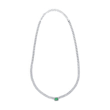 Load image into Gallery viewer, 14k Gold Green Emerald &amp; Diamond Curb Link Necklace